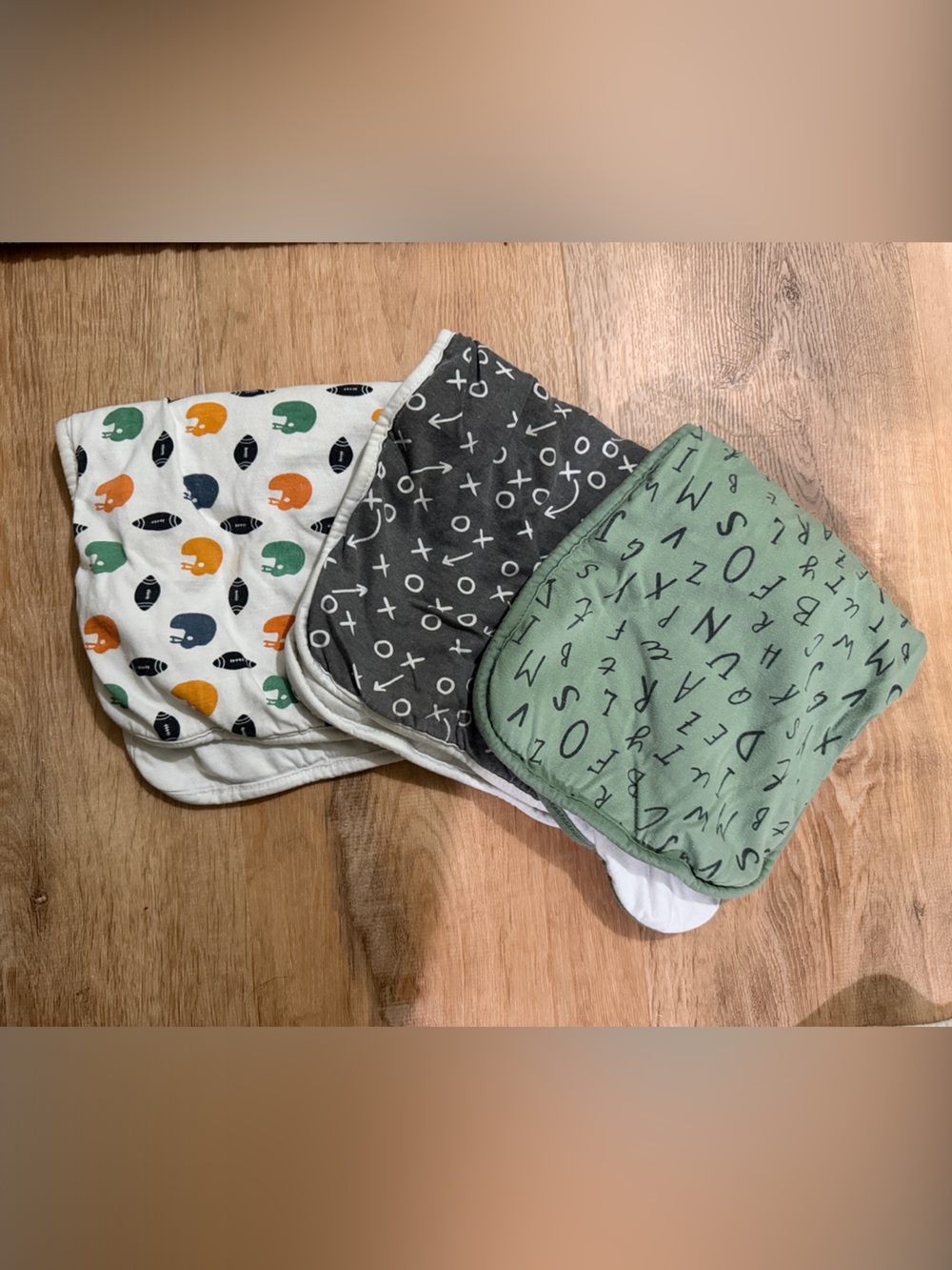 Copper Pearl Baby Burp Cloth Set - Green, Gray & White Patterned